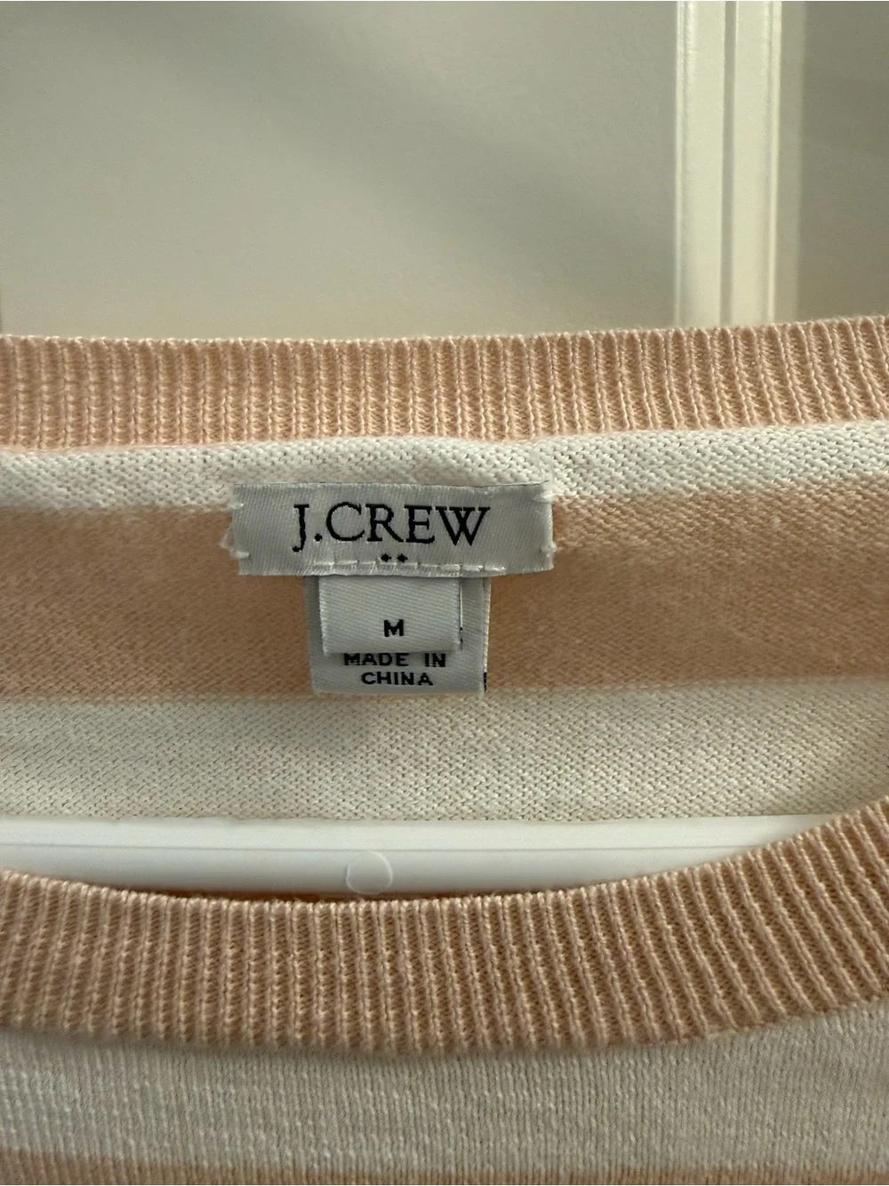 J. Crew Striped Cream and Blush Sweater with Dog Motif